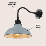 Flynix 12.25" Farmhouse Industrial Indoor/Outdoor Iron LED Gooseneck Arm Outdoor Sconce