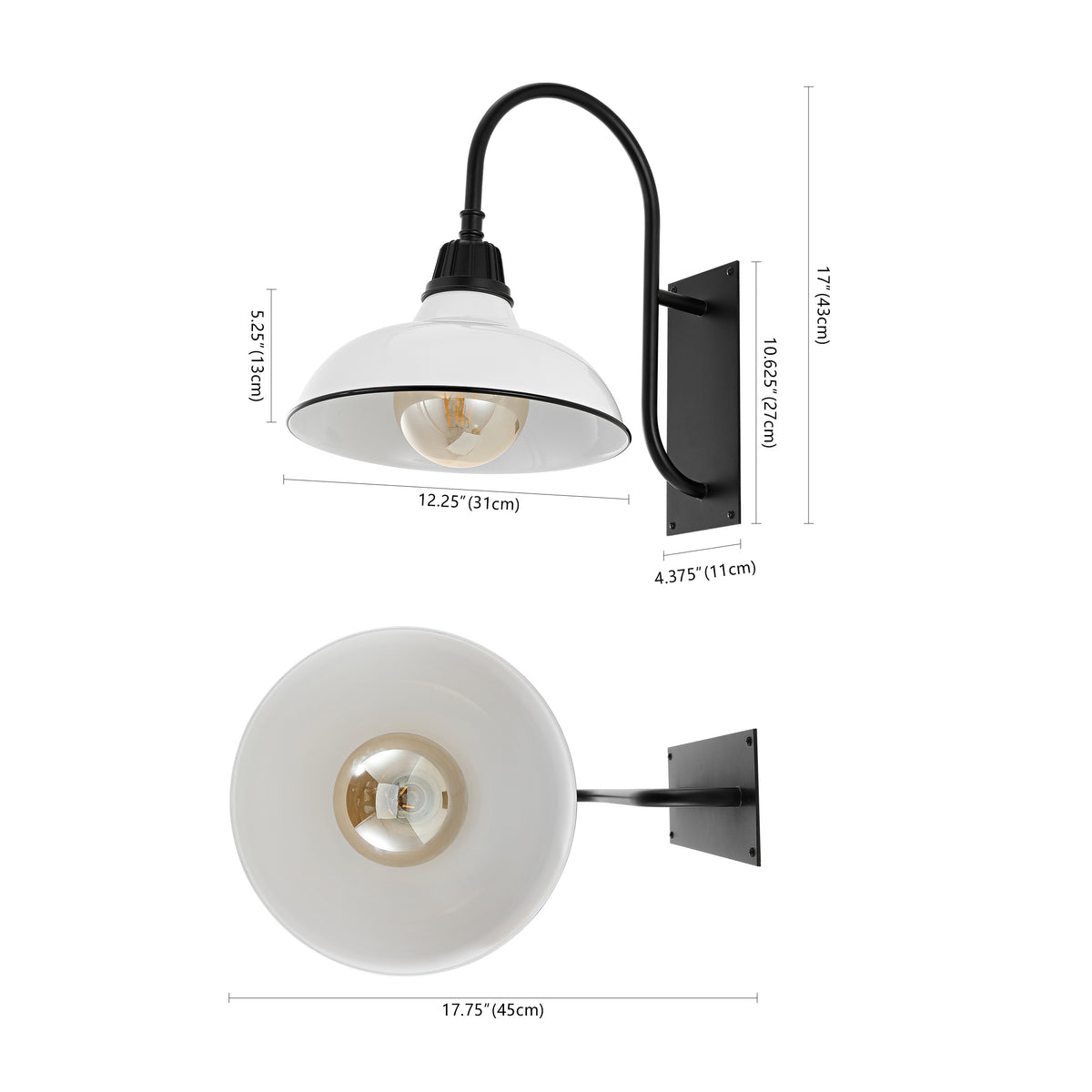 Carson 12.25" Farmhouse Industrial Indoor/Outdoor Iron LED Gooseneck Arm Outdoor Sconce