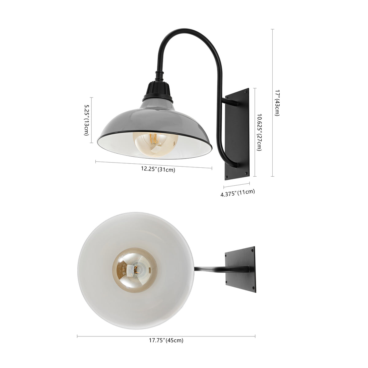 Carson 12.25" Farmhouse Industrial Indoor/Outdoor Iron LED Gooseneck Arm Outdoor Sconce
