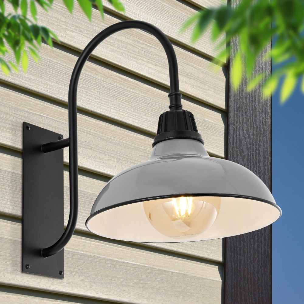 Carson 12.25" Farmhouse Industrial Indoor/Outdoor Iron LED Gooseneck Arm Outdoor Sconce