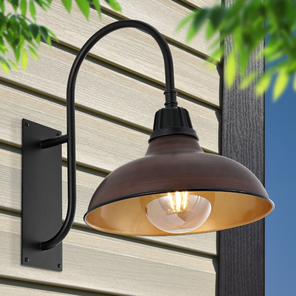 Carson 12.25" Farmhouse Industrial Indoor/Outdoor Iron LED Gooseneck Arm Outdoor Sconce
