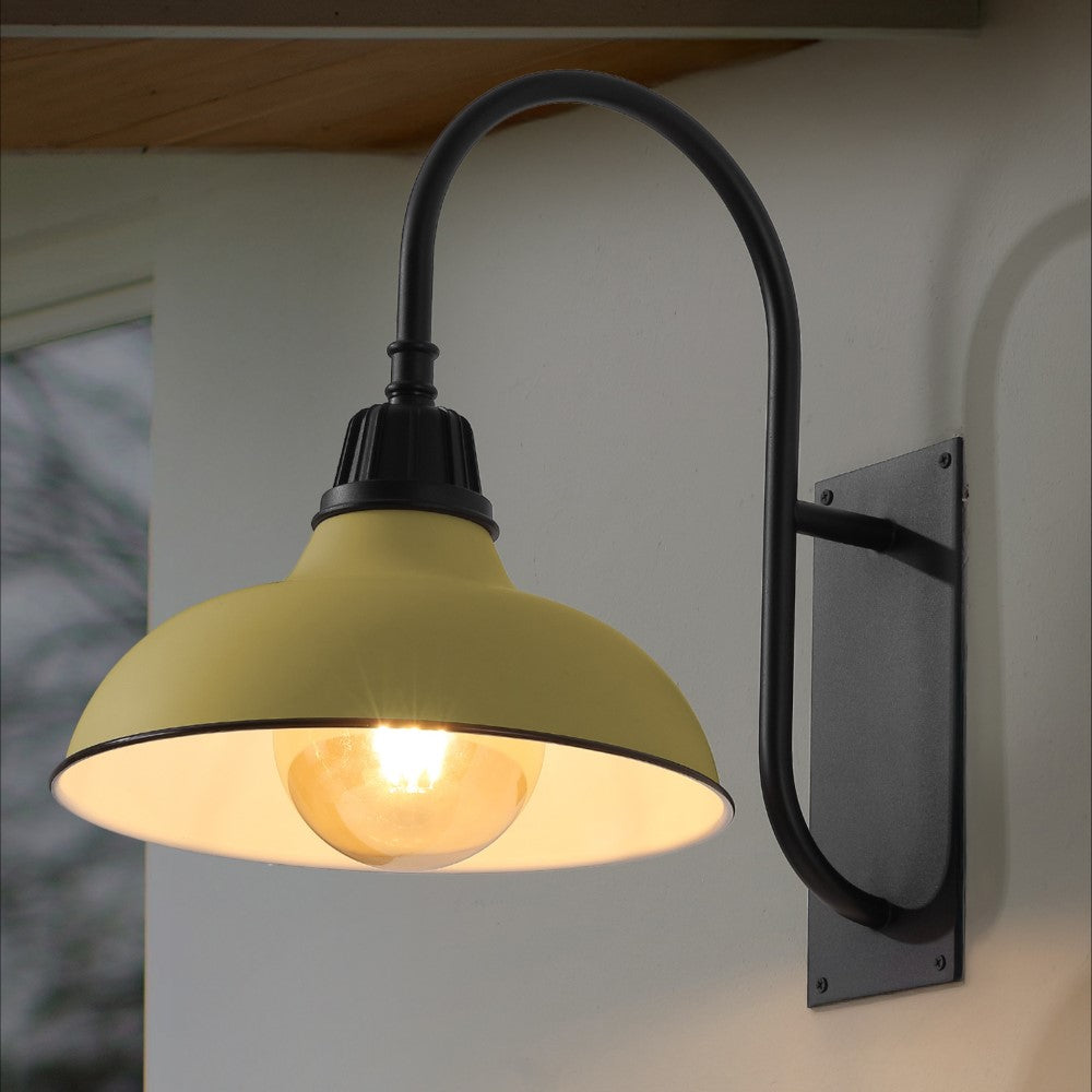 Carson 12.25" Farmhouse Industrial Indoor/Outdoor Iron LED Gooseneck Arm Outdoor Sconce