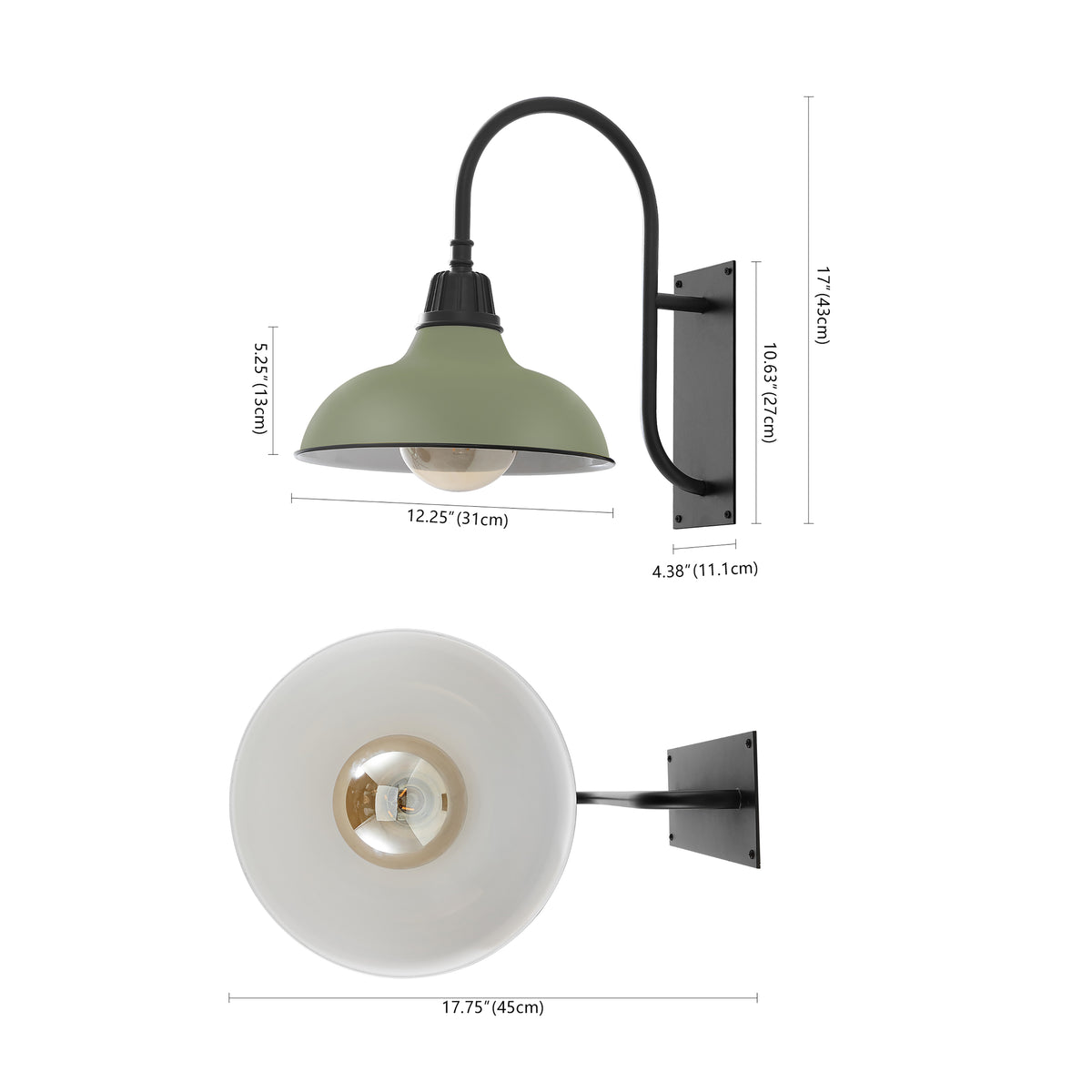 Carson 12.25" Farmhouse Industrial Indoor/Outdoor Iron LED Gooseneck Arm Outdoor Sconce