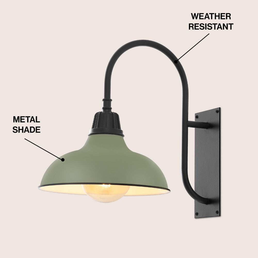 Carson 12.25" Farmhouse Industrial Indoor/Outdoor Iron LED Gooseneck Arm Outdoor Sconce