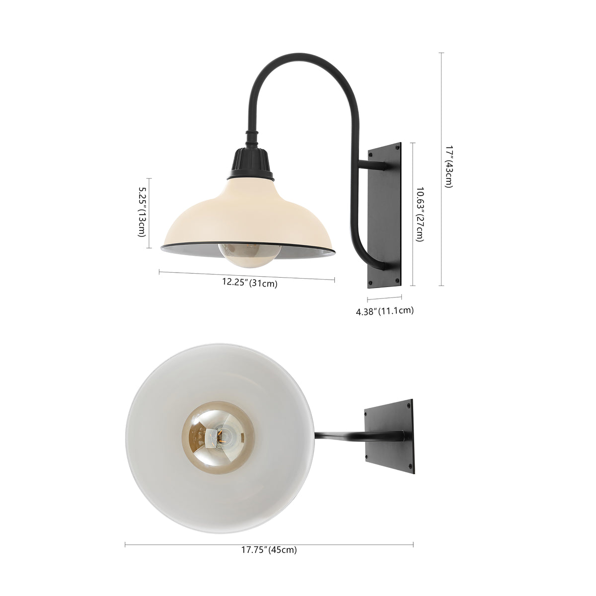 Carson 12.25" Farmhouse Industrial Indoor/Outdoor Iron LED Gooseneck Arm Outdoor Sconce