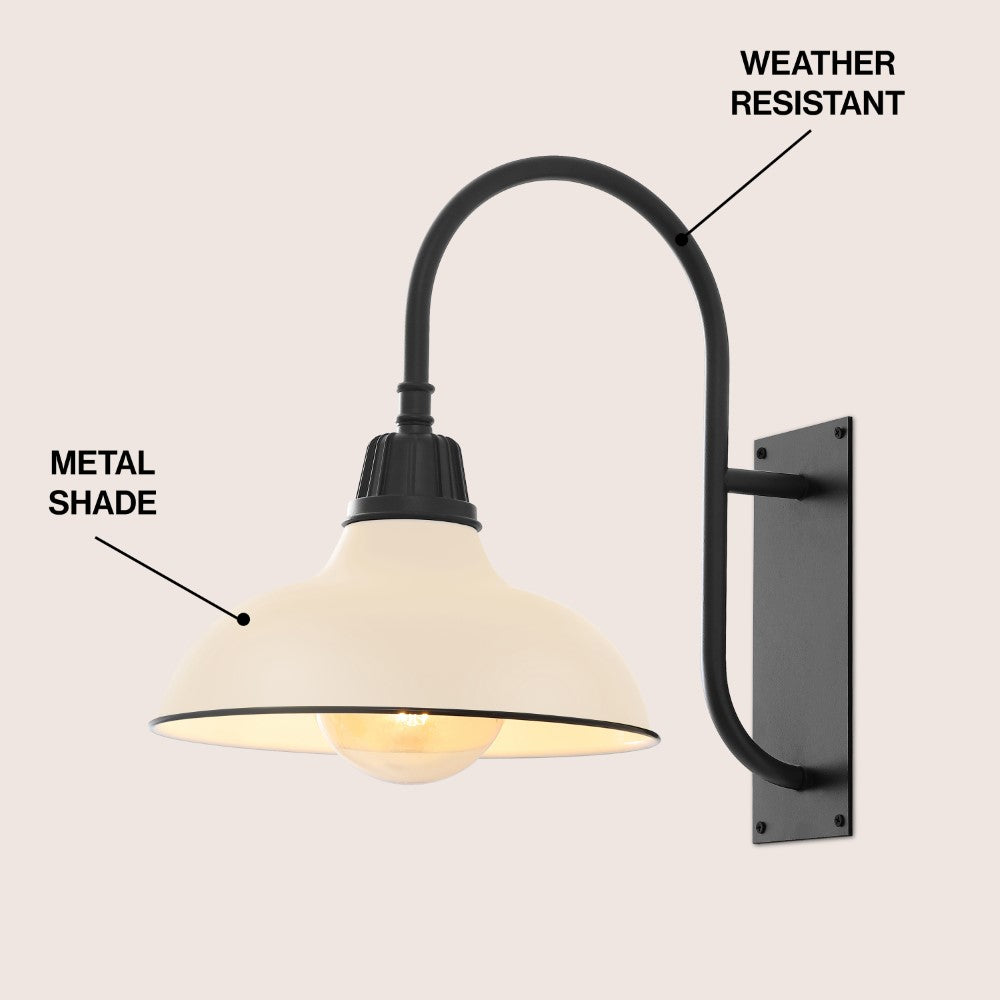 Carson 12.25" Farmhouse Industrial Indoor/Outdoor Iron LED Gooseneck Arm Outdoor Sconce