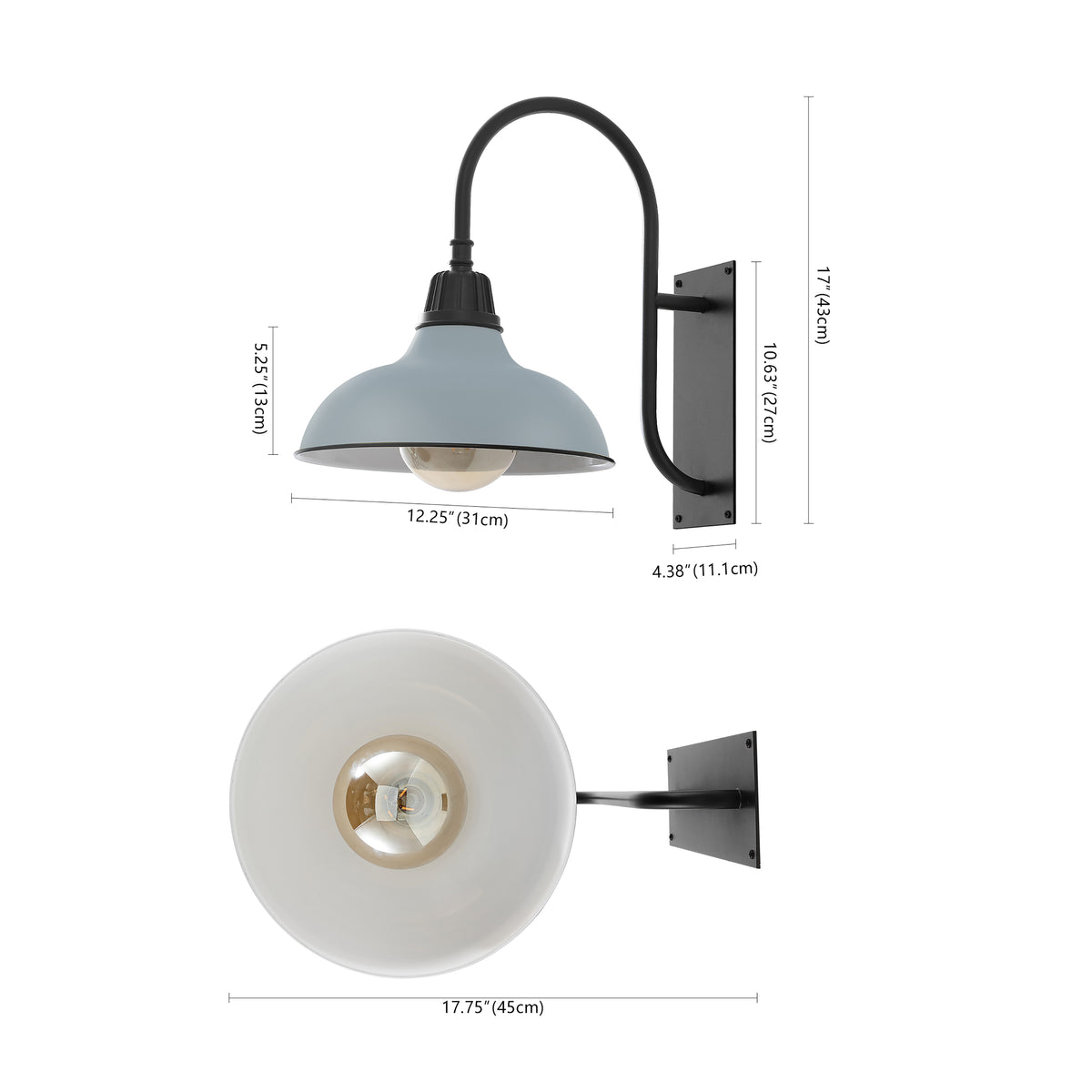 Carson 12.25" Farmhouse Industrial Indoor/Outdoor Iron LED Gooseneck Arm Outdoor Sconce