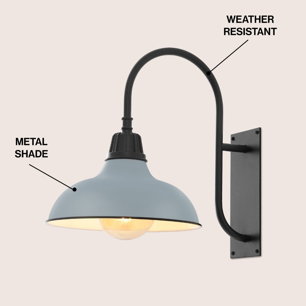 Carson 12.25" Farmhouse Industrial Indoor/Outdoor Iron LED Gooseneck Arm Outdoor Sconce
