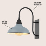 Carson 12.25" Farmhouse Industrial Indoor/Outdoor Iron LED Gooseneck Arm Outdoor Sconce