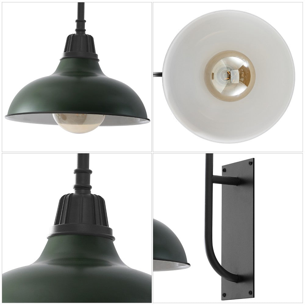 Carson 12.25" Farmhouse Industrial Indoor/Outdoor Iron LED Gooseneck Arm Outdoor Sconce