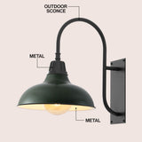 Carson 12.25" Farmhouse Industrial Indoor/Outdoor Iron LED Gooseneck Arm Outdoor Sconce