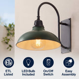 Carson 12.25" Farmhouse Industrial Indoor/Outdoor Iron LED Gooseneck Arm Outdoor Sconce