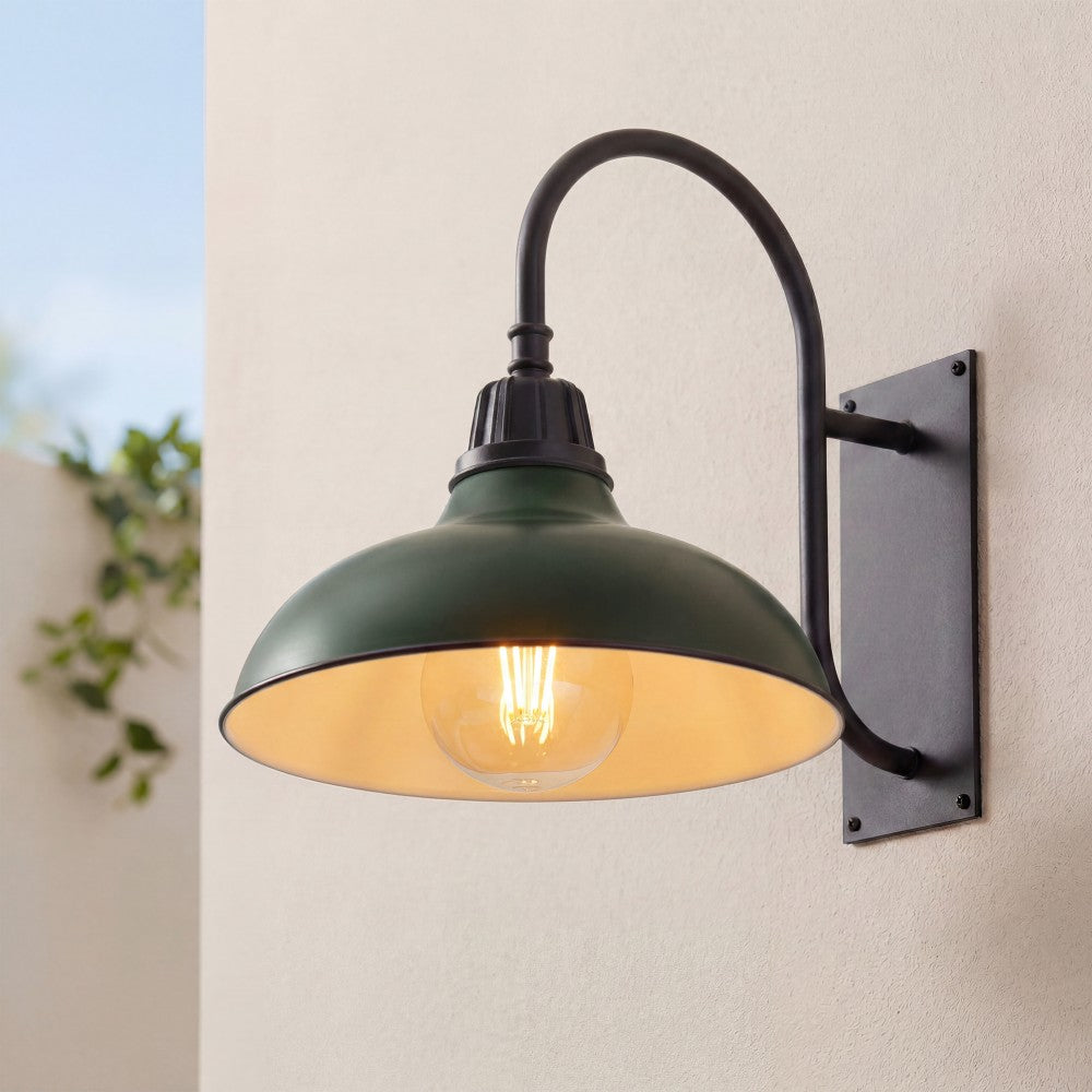 Carson 12.25" Farmhouse Industrial Indoor/Outdoor Iron LED Gooseneck Arm Outdoor Sconce