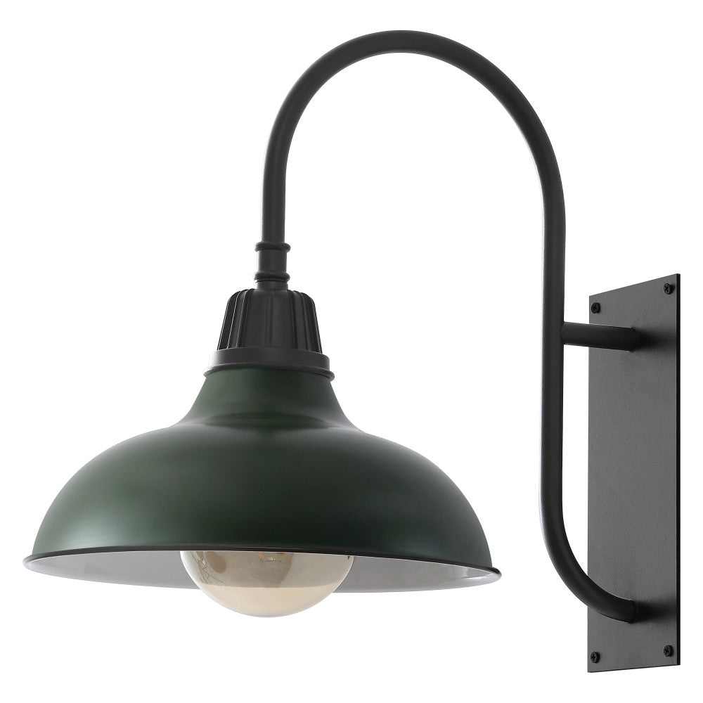 Carson 12.25" Farmhouse Industrial Indoor/Outdoor Iron LED Gooseneck Arm Outdoor Sconce