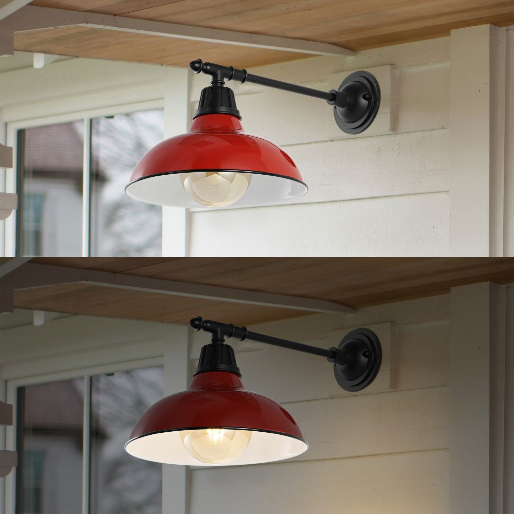 Tarif 12.25" Farmhouse Industrial Indoor/Outdoor Iron LED Victorian Arm Outdoor Sconce