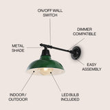 Tarif 12.25" Farmhouse Industrial Indoor/Outdoor Iron LED Victorian Arm Outdoor Sconce