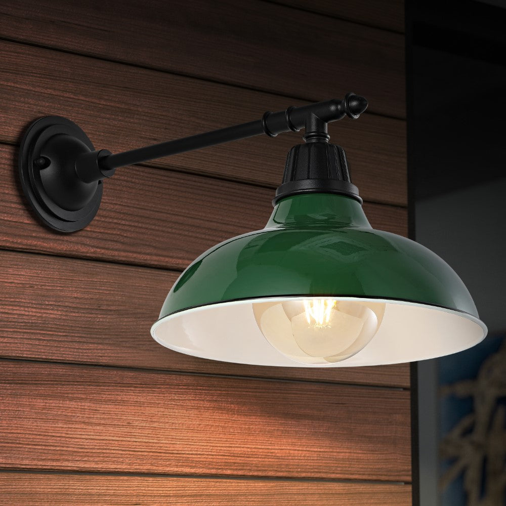 Tarif 12.25" Farmhouse Industrial Indoor/Outdoor Iron LED Victorian Arm Outdoor Sconce