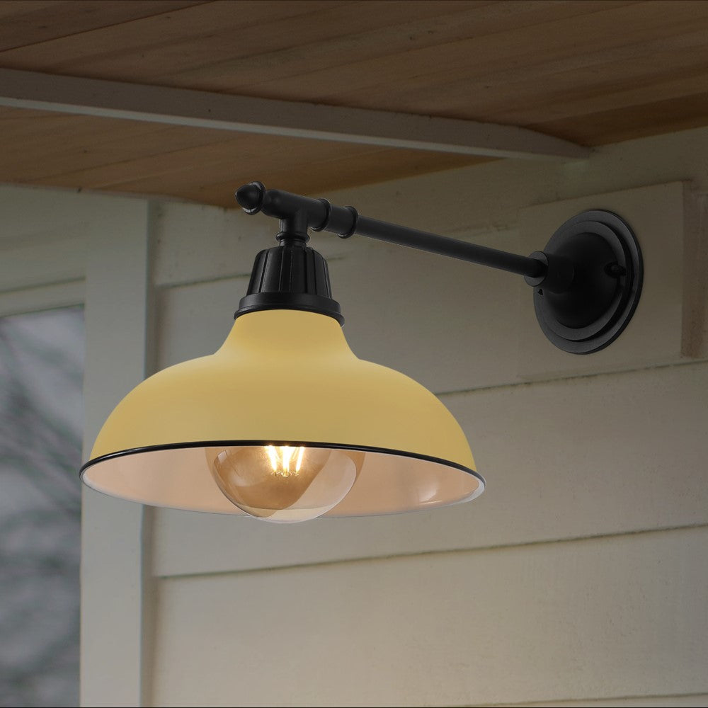 Tarif 12.25" Farmhouse Industrial Indoor/Outdoor Iron LED Victorian Arm Outdoor Sconce