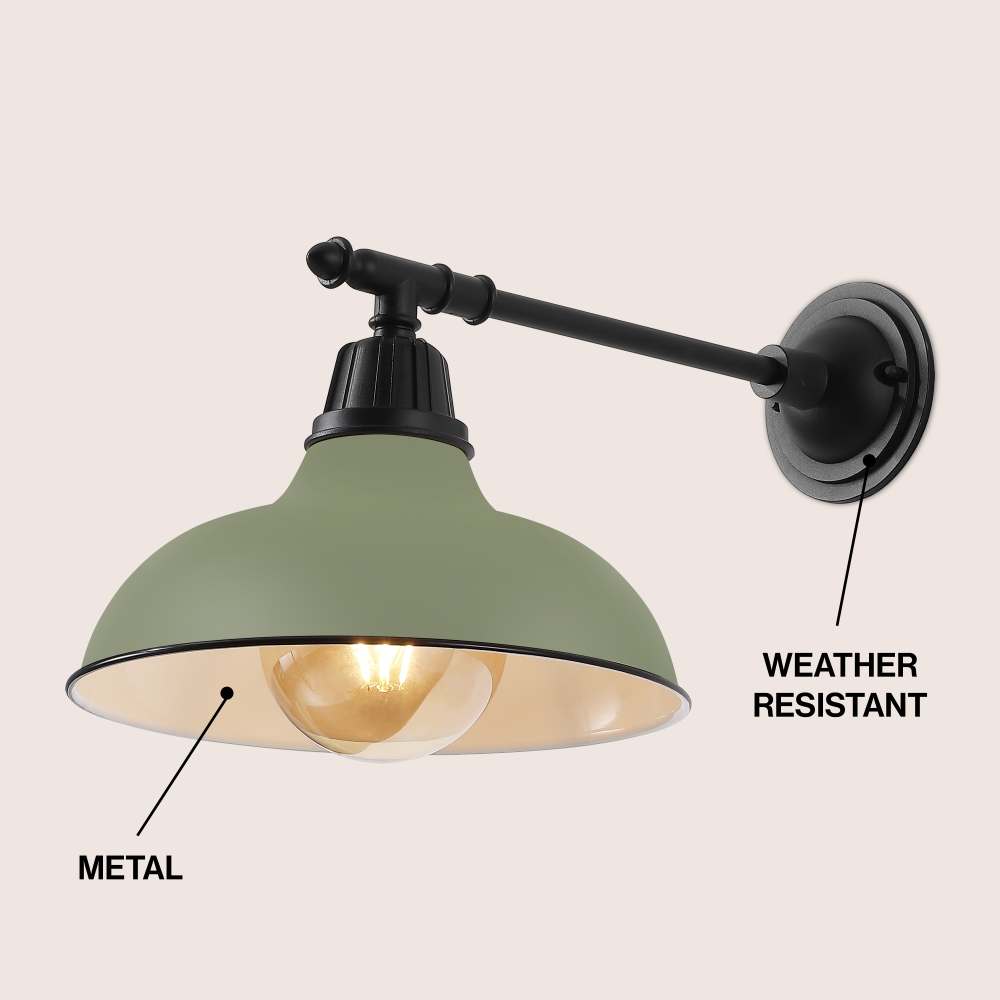 Tarif 12.25" Farmhouse Industrial Indoor/Outdoor Iron LED Victorian Arm Outdoor Sconce