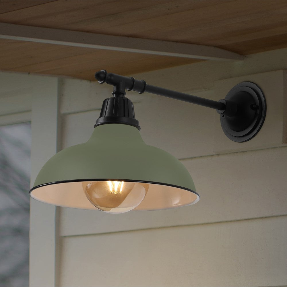 Tarif 12.25" Farmhouse Industrial Indoor/Outdoor Iron LED Victorian Arm Outdoor Sconce