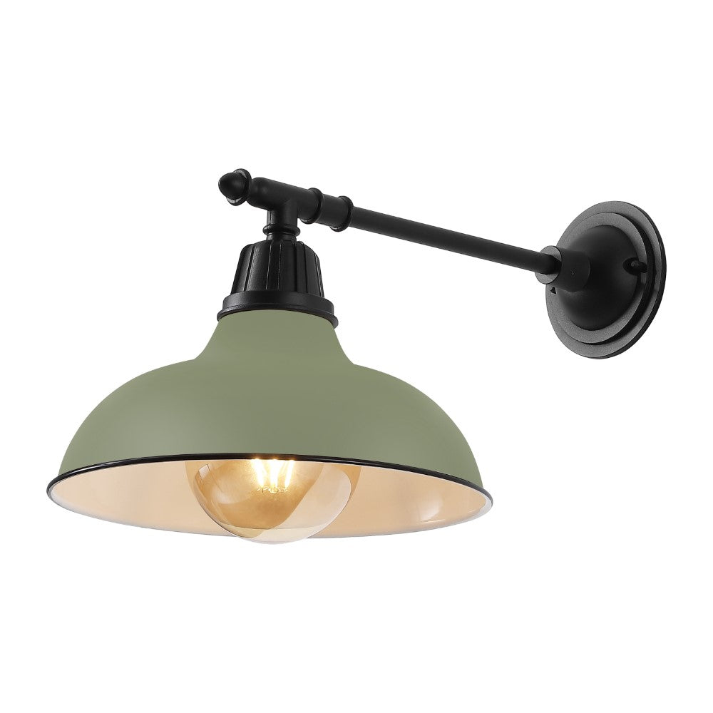 Tarif 12.25" Farmhouse Industrial Indoor/Outdoor Iron LED Victorian Arm Outdoor Sconce