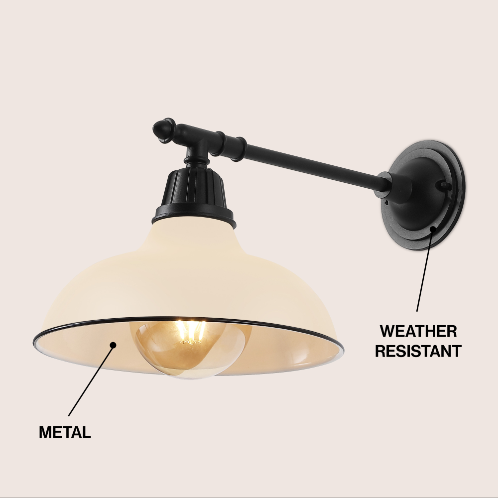 Tarif 12.25" Farmhouse Industrial Indoor/Outdoor Iron LED Victorian Arm Outdoor Sconce