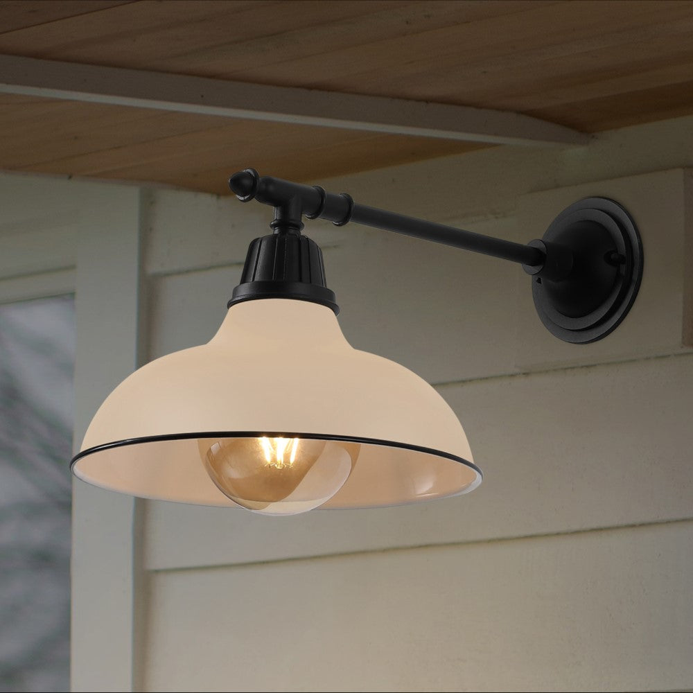 Tarif 12.25" Farmhouse Industrial Indoor/Outdoor Iron LED Victorian Arm Outdoor Sconce