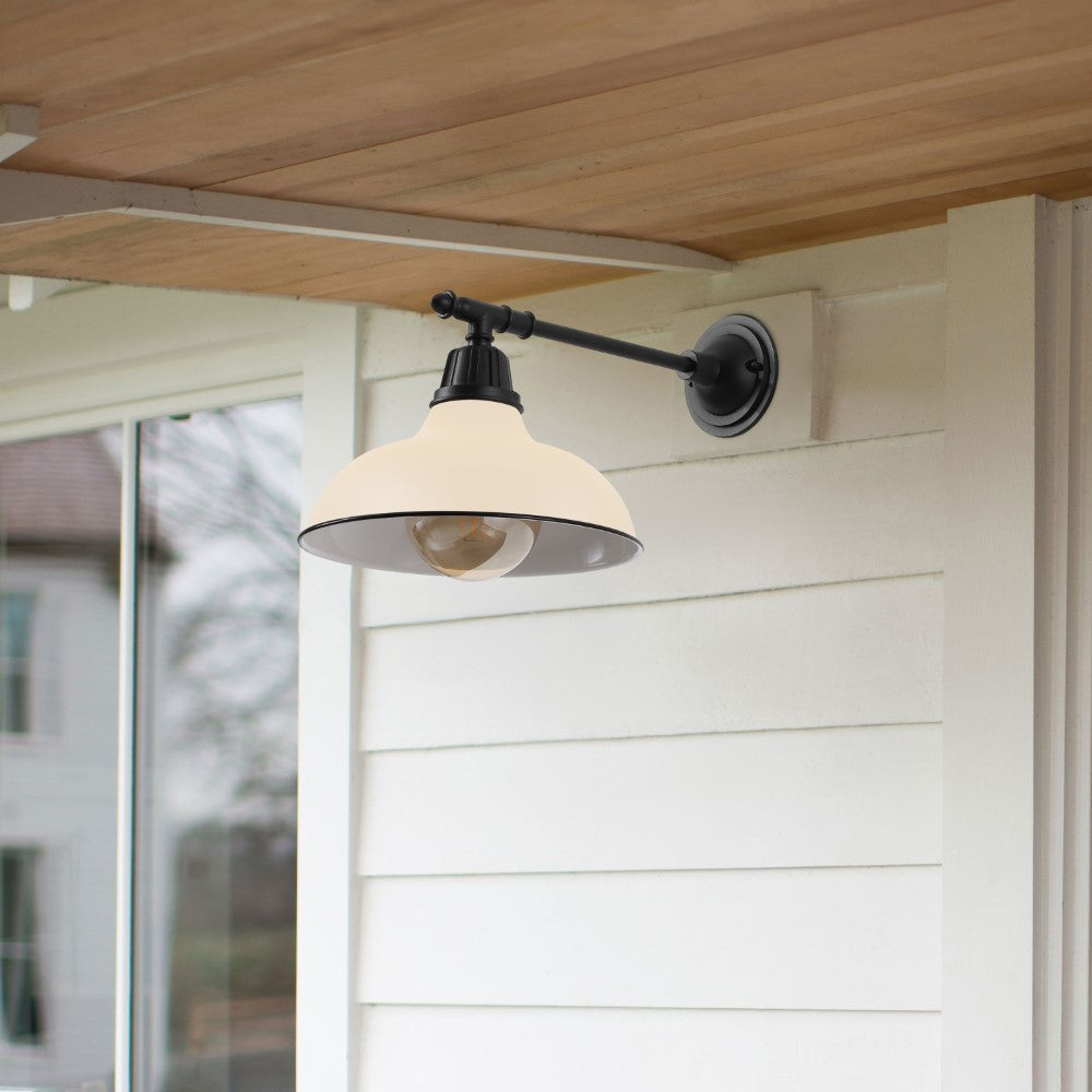 Tarif 12.25" Farmhouse Industrial Indoor/Outdoor Iron LED Victorian Arm Outdoor Sconce