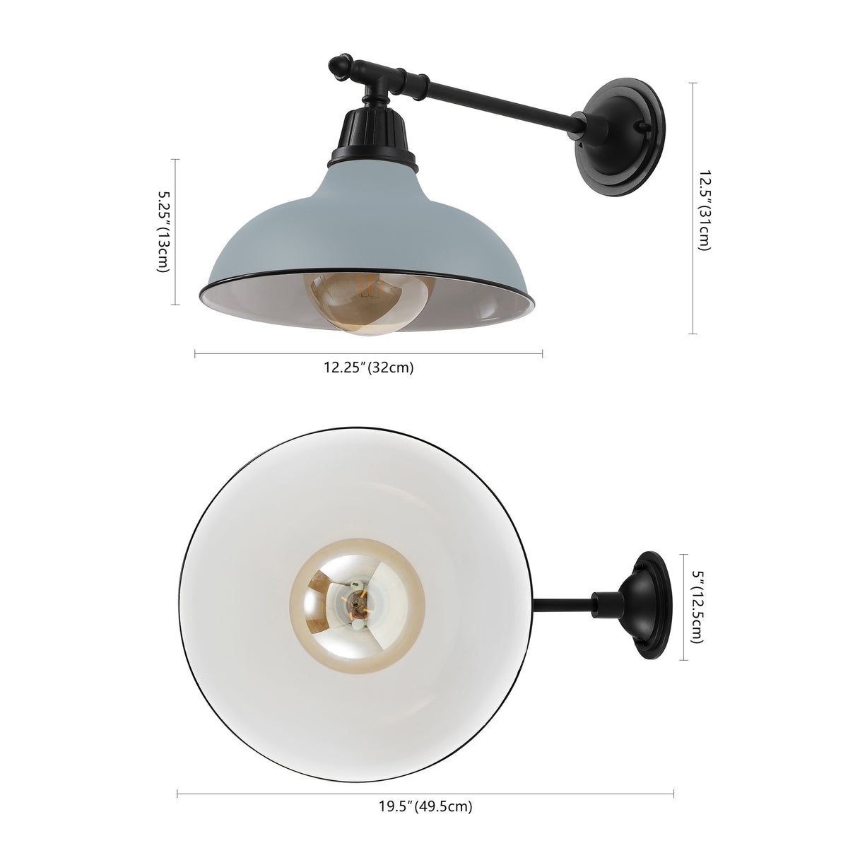 Tarif 12.25" Farmhouse Industrial Indoor/Outdoor Iron LED Victorian Arm Outdoor Sconce