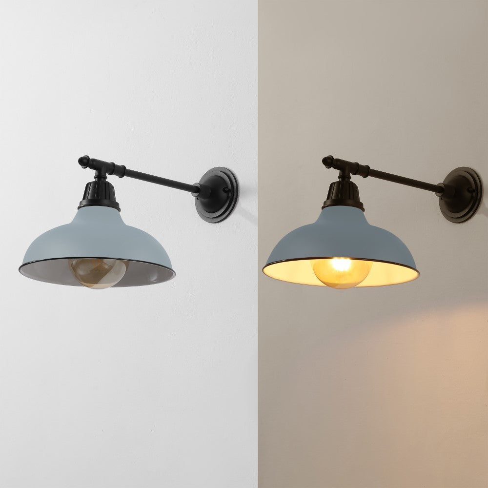 Tarif 12.25" Farmhouse Industrial Indoor/Outdoor Iron LED Victorian Arm Outdoor Sconce