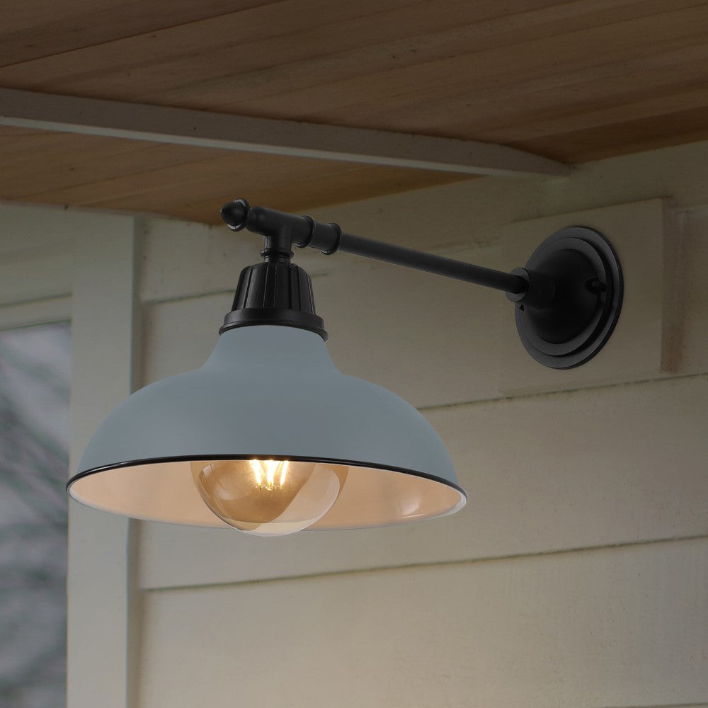 Tarif 12.25" Farmhouse Industrial Indoor/Outdoor Iron LED Victorian Arm Outdoor Sconce