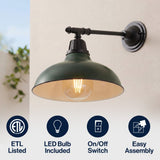 Tarif 12.25" Farmhouse Industrial Indoor/Outdoor Iron LED Victorian Arm Outdoor Sconce
