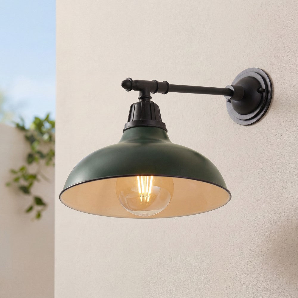 Tarif 12.25" Farmhouse Industrial Indoor/Outdoor Iron LED Victorian Arm Outdoor Sconce
