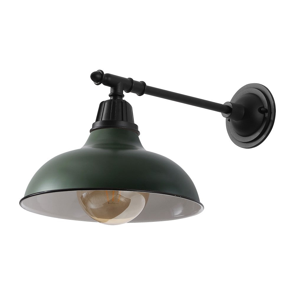 Tarif 12.25" Farmhouse Industrial Indoor/Outdoor Iron LED Victorian Arm Outdoor Sconce