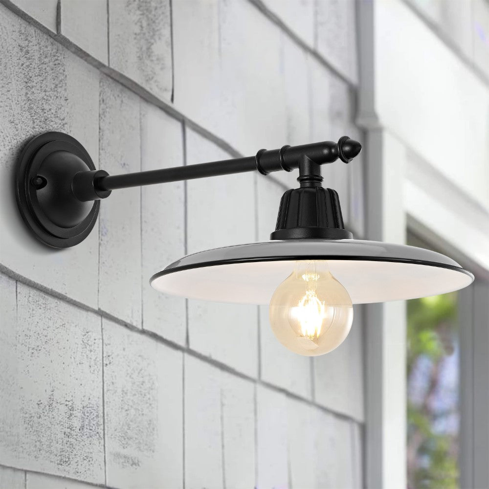 Southport 12" Farmhouse Industrial Indoor/Outdoor Iron LED Victorian Arm Outdoor Sconce