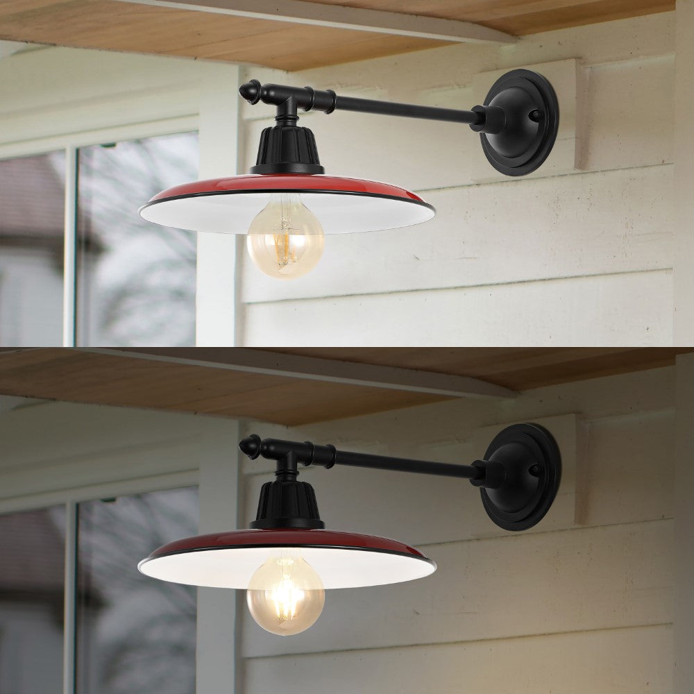 Southport 12" Farmhouse Industrial Indoor/Outdoor Iron LED Victorian Arm Outdoor Sconce