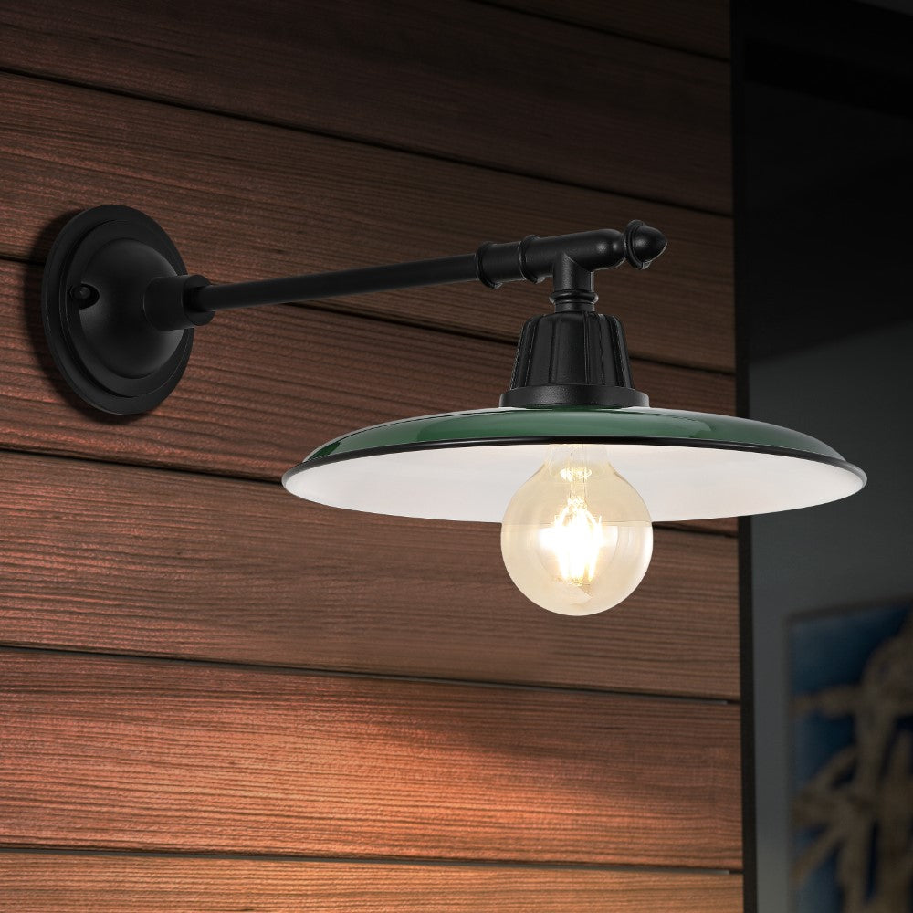 Southport 12" Farmhouse Industrial Indoor/Outdoor Iron LED Victorian Arm Outdoor Sconce
