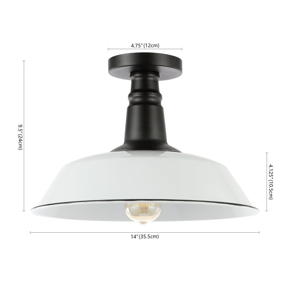 Yasu Classic Industrial Indoor/Outdoor Iron LED Semi Flush Mount