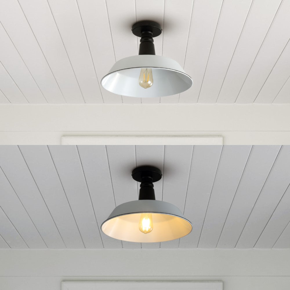 Yasu Classic Industrial Indoor/Outdoor Iron LED Semi Flush Mount