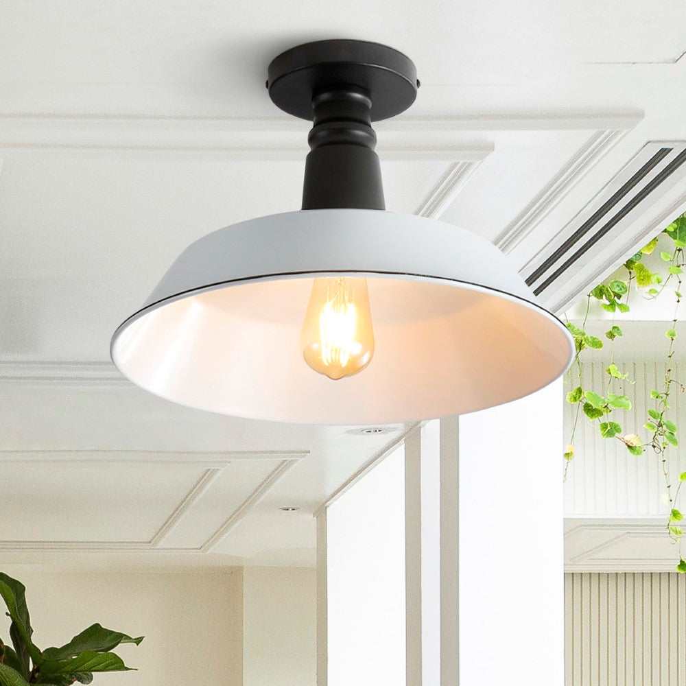 Yasu Classic Industrial Indoor/Outdoor Iron LED Semi Flush Mount