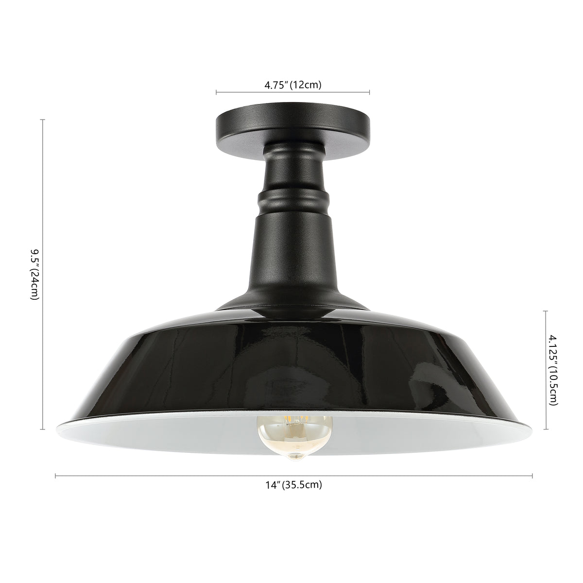Yasu Classic Industrial Indoor/Outdoor Iron LED Semi Flush Mount