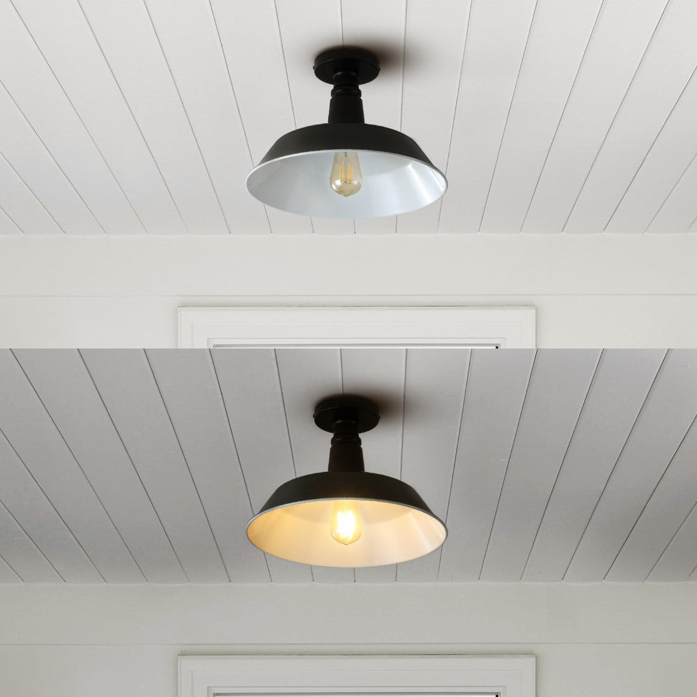 Yasu Classic Industrial Indoor/Outdoor Iron LED Semi Flush Mount
