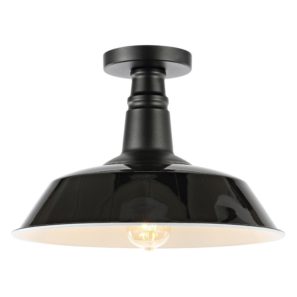 Yasu Classic Industrial Indoor/Outdoor Iron LED Semi Flush Mount