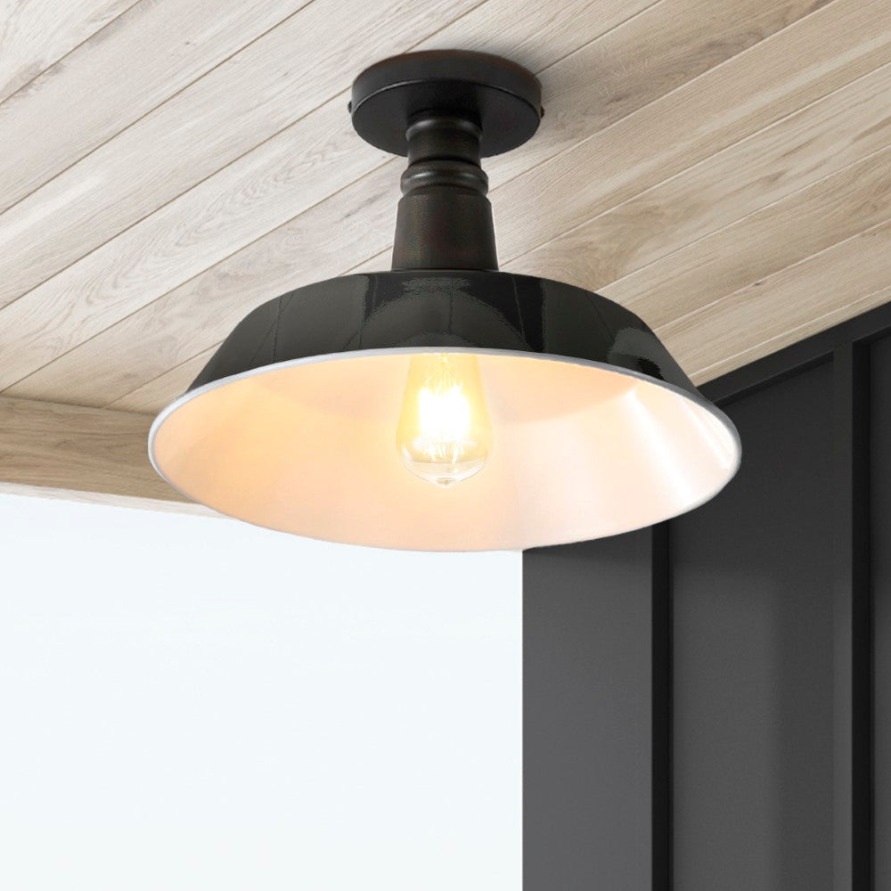Yasu Classic Industrial Indoor/Outdoor Iron LED Semi Flush Mount