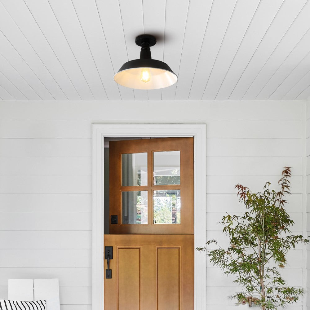 Yasu Classic Industrial Indoor/Outdoor Iron LED Semi Flush Mount