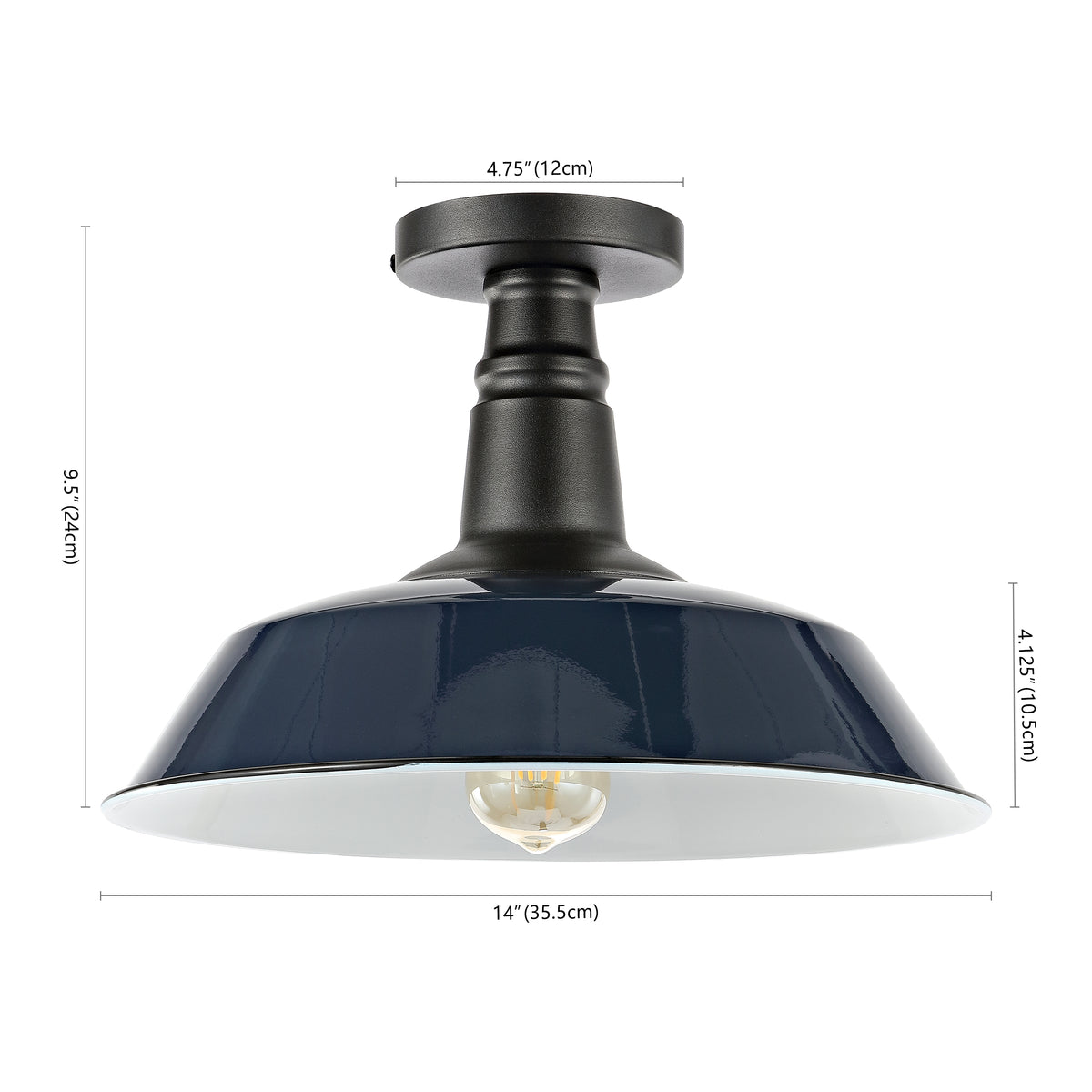 Yasu Classic Industrial Indoor/Outdoor Iron LED Semi Flush Mount