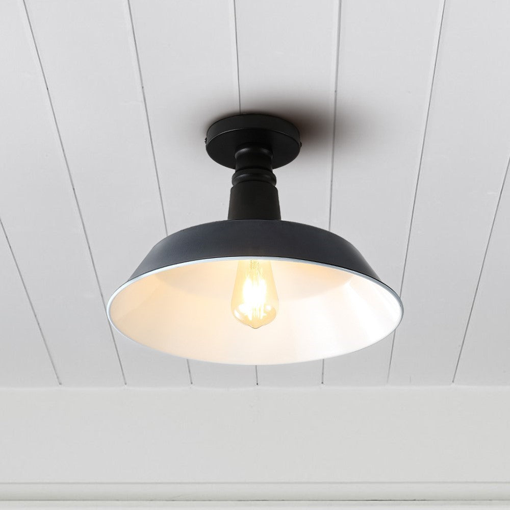 Yasu Classic Industrial Indoor/Outdoor Iron LED Semi Flush Mount