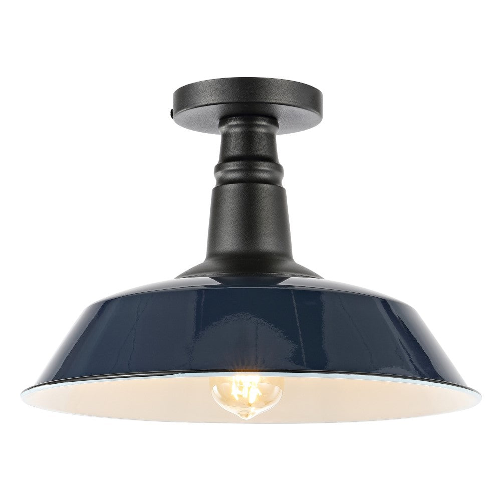 Yasu Classic Industrial Indoor/Outdoor Iron LED Semi Flush Mount