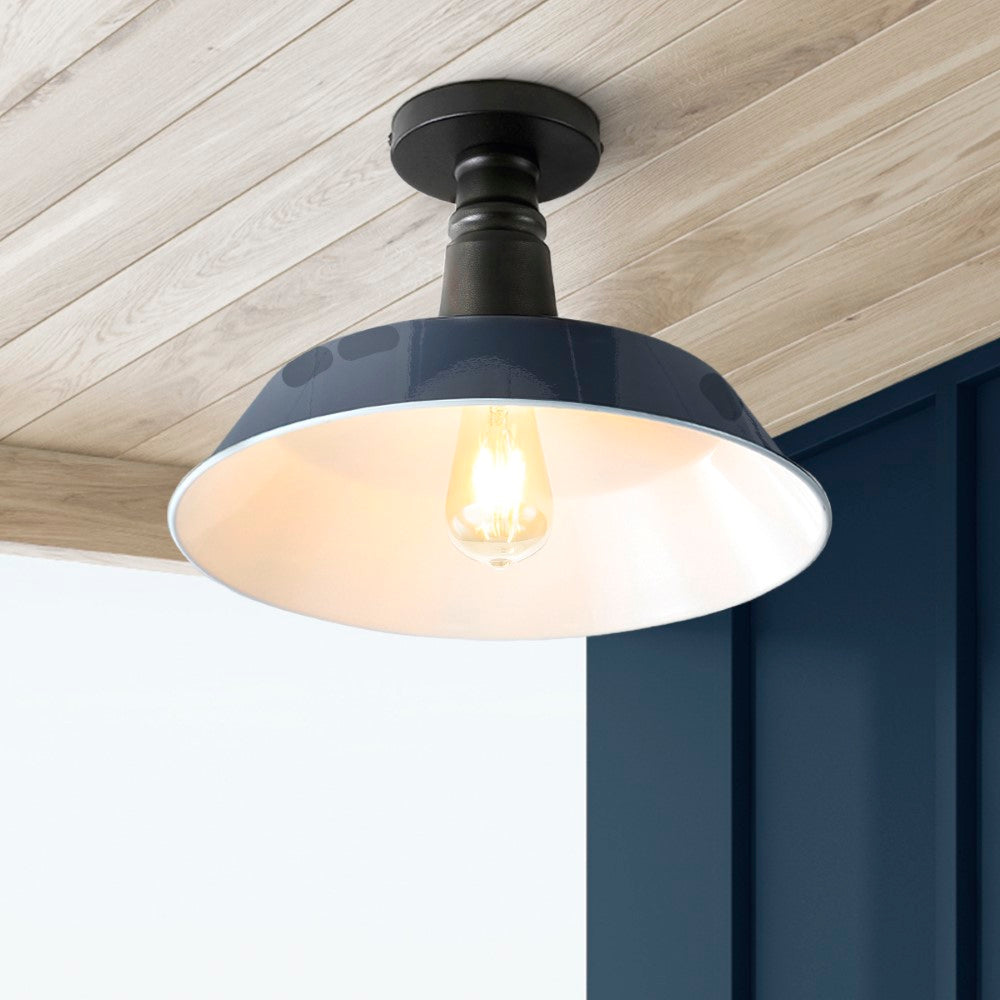Yasu Classic Industrial Indoor/Outdoor Iron LED Semi Flush Mount
