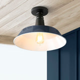 Yasu Classic Industrial Indoor/Outdoor Iron LED Semi Flush Mount